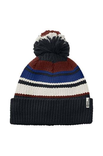 Dětská čepice Jack Wolfskin POMPOM BEANIE tmavomodrá barva