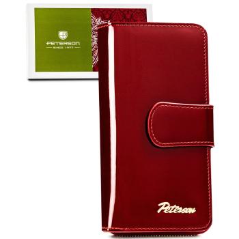 Červená lakovaná vertikálna kožená peňaženka – Peterson