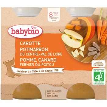 Babybio BIO mrkev, dýně a jablka s kachním masem dětský příkrm 2x200 g