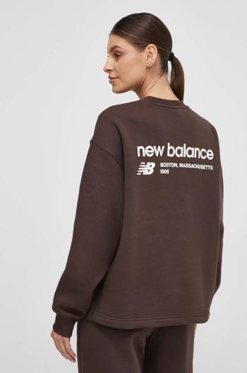 Mikina New Balance WT33532KCF dámská, hnědá barva, s potiskem