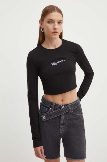 Tričko s dlouhým rukávem Karl Lagerfeld Jeans černá barva, 245J1704