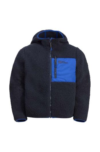 Dětská mikina Jack Wolfskin ICE CURL HOOD černá barva, s kapucí, hladká