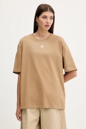 Bavlnené tričko adidas Originals Essentials dámske, hnedá farba, JW5081