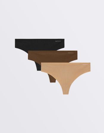 Organic Basics Naked Rib Thong 3-pack Black / Walnut / Hazelnut L