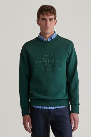 MIKINA GANT REG TONAL SHIELD C-NECK SWEAT TARTAN GREEN