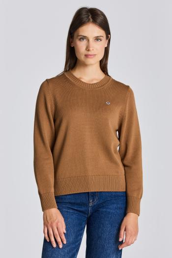 SVETR GANT ICON G COTTON C-NECK ROASTED WALNUT