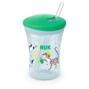 NUK Action Cup měkké brčko na pití, nepropustné od 12 měsíců zelená barva