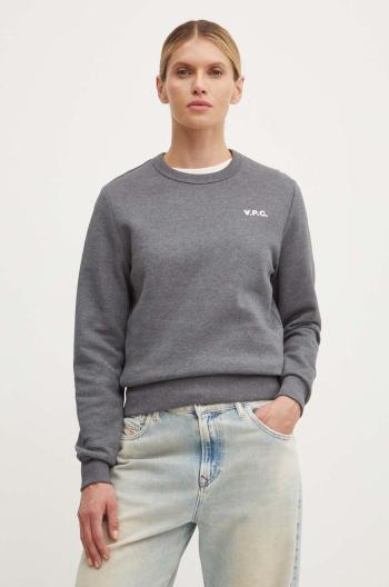 Bavlněná mikina A.P.C. sweat boxy petit vpc dámská, šedá barva, hladká, COHBR.F27918