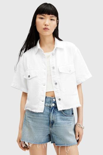 Džínová bunda AllSaints TOVE SS DENIM SHIRT bílá barva, přechodná, W113PA