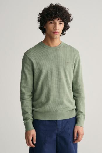 SVETR GANT TEXTURED COTTON C-NECK KALAMATA GREEN