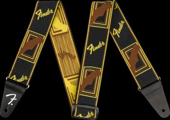 Fender WeighLess Monogram Strap, Black/Yellow/Brown