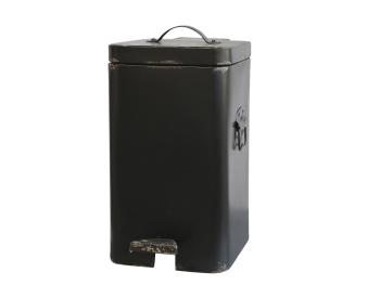 Černý antik odpadkový koš s uchy a pedálem Factory Pedal Bin S - 23*23*40 cm/ 13L 64058824 (64588-24)