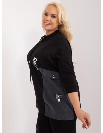 Dámská halenka plus size s kapsami černá 