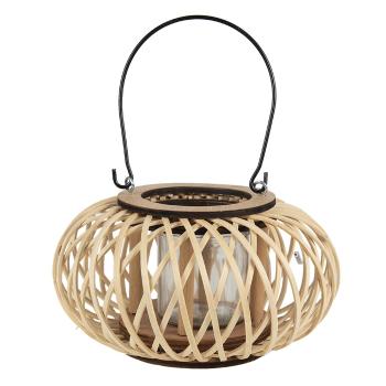 Přírodní dřevěná lucerna Bamboo - Ø 23*12 cm 6RO0583