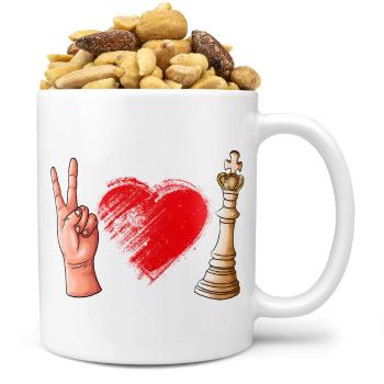 Hrnek Love Chess (Náplň hrníčku: Směs slaných oříšků)