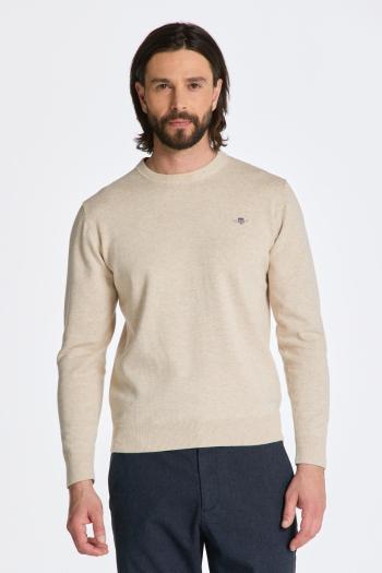 SVETR GANT CLASSIC COTTON C-NECK LIGHT BEIGE MELANGE