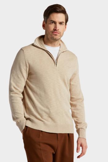 SVETR GANT COTTON FLAMME HALFZIP DRY SAND2