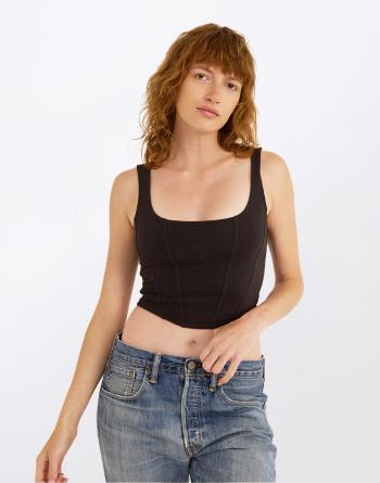 Tričko Organic Basics Flex Corset Top Black