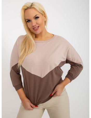 Dámská halenka plus size AMILIA béžová a hnědá 