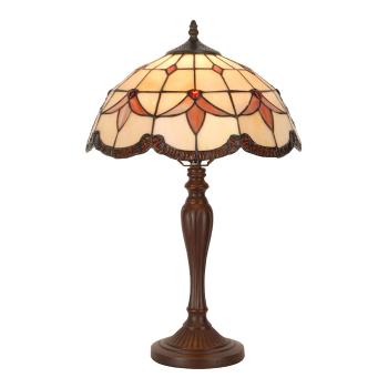 Béžovo-hnědá stolní lampa Tiffany Tralle - Ø 35*53 cm E14/max 2*40W 5LL-6309