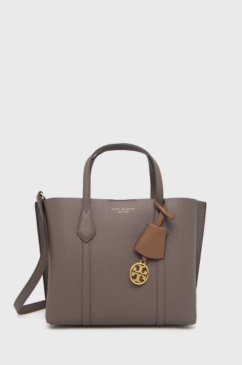 Kožená kabelka Tory Burch Perry Small Triple-Compartment šedá barva, 81928.093