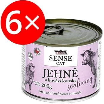 Falco Sense Cat jehněčí a hovězí 6 × 200 g (8594725085999)