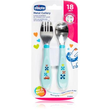 Chicco Metal Cutlery jídelní set 18m+ Blue