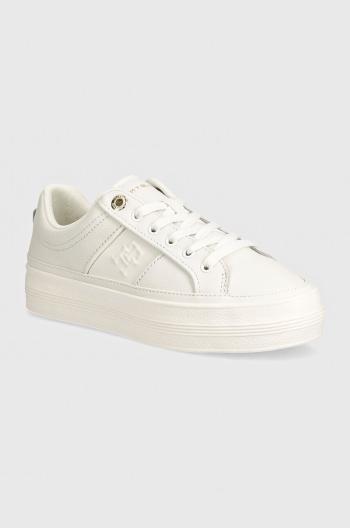 Kožené sneakers boty Tommy Hilfiger ESSENTIAL VULC SNEAKER MONOGRAM bílá barva, FW0FW07945