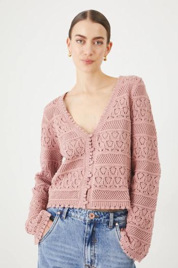 Bavlnený kardigán Medicine dámsky, ružová farba