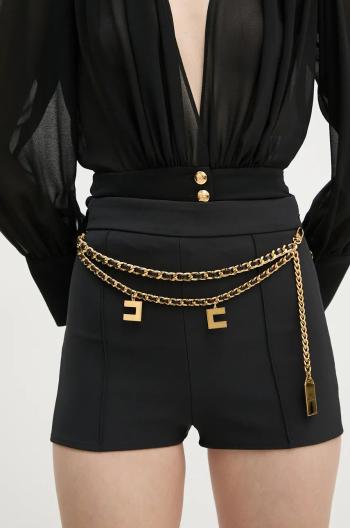 Kraťasy Elisabetta Franchi dámské, černá barva, hladké, high waist, SHT0146E2