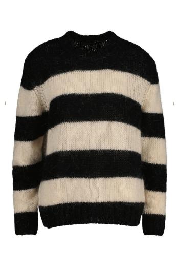 SVETR GANT D1. MOHAIR STRIPED C-NECK EBONY BLACK