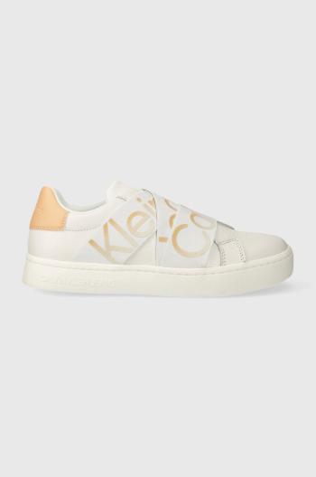 Kožené sneakers boty Calvin Klein Jeans CLASSIC CUPSOLE ELAST LTH bílá barva, YW0YW01443