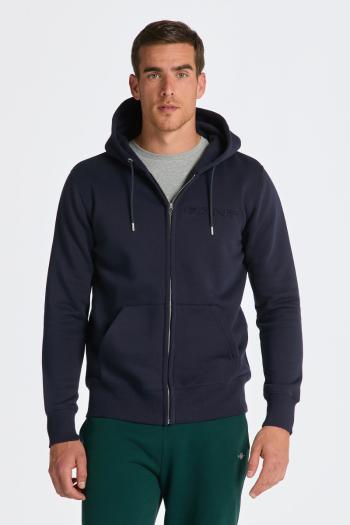 MIKINA GANT EMBOSSED FULL ZIP HOODIE EVENING BLUE