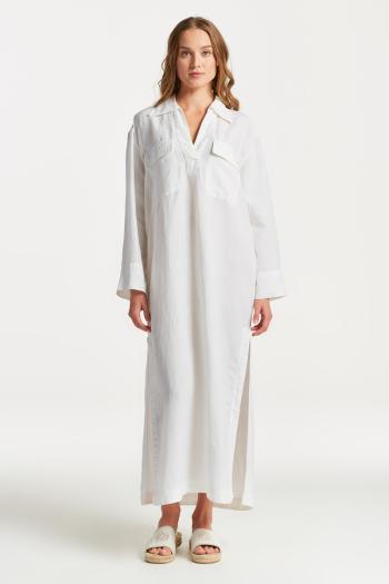 ŠATY GANT RELAXED MAXI LINEN CAFTAN WHITE