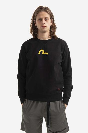 Bavlněná mikina Evisu Sweatshirt With Seagull Print 2EABSM1SW321XXCT BLACK pánská, černá barva, s potiskem