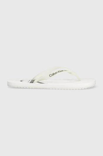 Žabky Calvin Klein Jeans BEACH SANDAL MONOGRAM TPU pánské, bílá barva