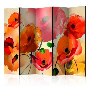 Paraván Velvet Poppies Dekorhome 225x172 cm (5-dílný)