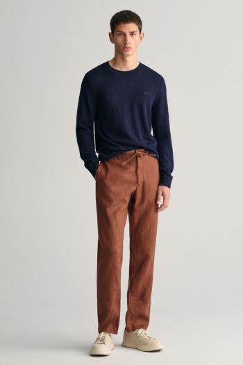 KALHOTY GANT RELAXED LINEN DS PANTS COGNAC BROWN