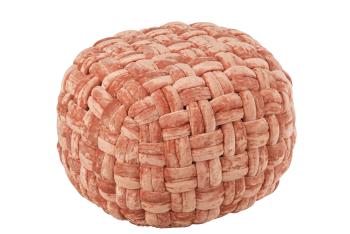 Růžovo-oranžový kulatý proplétaný puf Crocheted - Ø 48*35 cm 12903