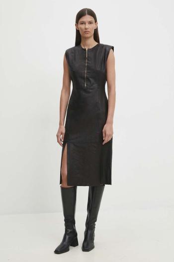 Kožené šaty Bruuns Bazaar SoftBBAgathea leather dress černá barva, mini, BBW4183