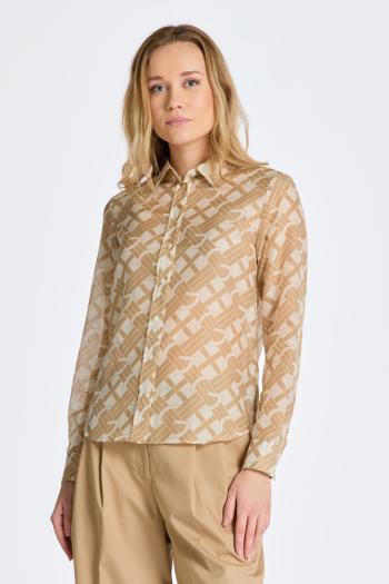 KOŠILE GANT REG G PATTERN COT SILK SHIRT DARK KHAKI