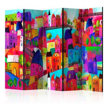 Paraván Rainbow-hued town Dekorhome 225x172 cm (5-dílný)