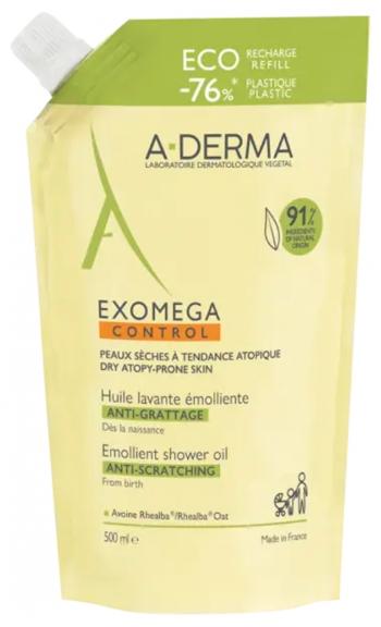 A-DERMA Náhradní náplň do zvláčňujícího sprchového oleje pro suchou pokožku se sklonem k atopickému ekzému Exomega Control (Emollient Shower Oil) 500 