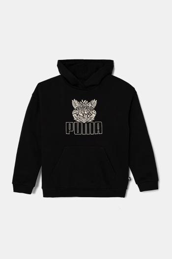 Dětská mikina Puma ESS+ TROPICAT Hoodie černá barva, s kapucí, s potiskem, 681827