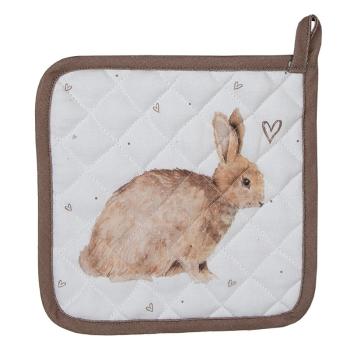 Bavlněná chňapka - podložka s motivem králíčka a srdíček Bunnies in Love - 20*20 cm BSLC45