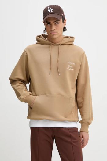 Bavlněná mikina Drôle de Monsieur Le Hoodie Slogan Calligraphy pánská, hnědá barva, s kapucí, s aplikací, E.HO168.CO127.IBN Le Hoodie Slogan Calligrap