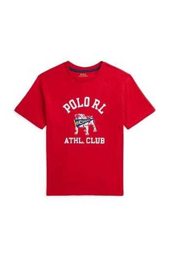 Dětské bavlněné tričko Polo Ralph Lauren červená barva, s potiskem, 323952454002