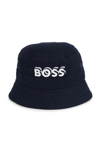 Dětská bavlněná čepice BOSS tmavomodrá barva