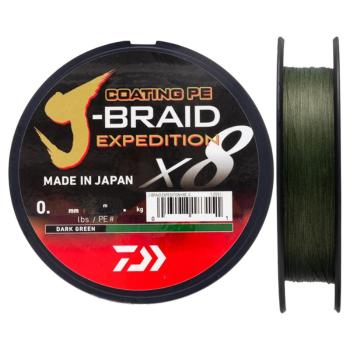 Daiwa splétaná šnůra j-braid expedition x8e dark green 300 m - 0,20 mm 16 kg