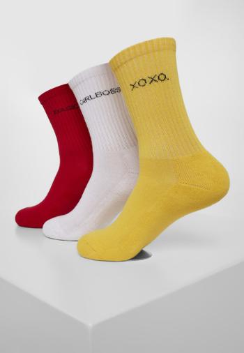 Urban Classics Wording Socks 3-Pack yellow/red/white - 47–50